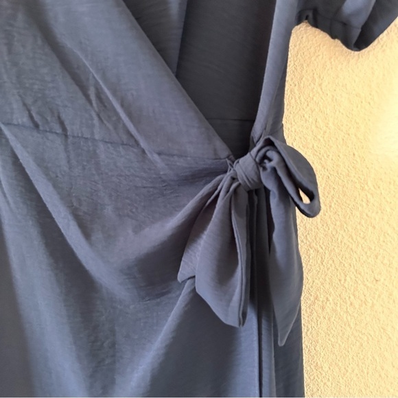 LUSH Rolled Wrap Dress Sleeves Navy Blue Women Size XL - Picture 4 of 12